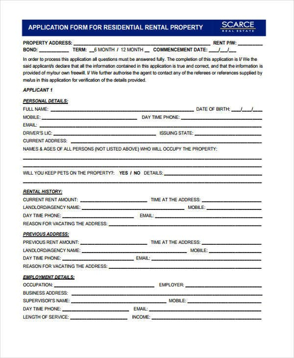 44 Basic Application Forms Free Premium Templates