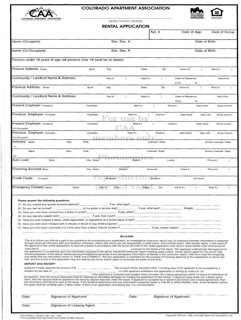 Colorado Rental Application Fill Online Printable Fillable Blank