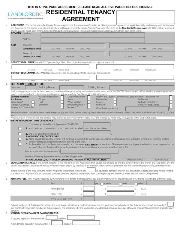 Fill Free Fillable LandlordBC Your Resource For Rental Housing In 