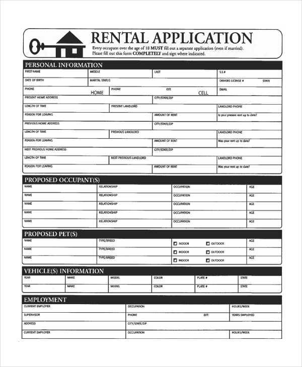 FREE 10 Sample Apartment Application Forms In PDF MS Word
