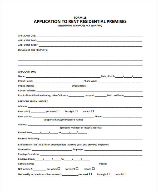 FREE 26 Rental Application Forms In PDF Excel MS Word