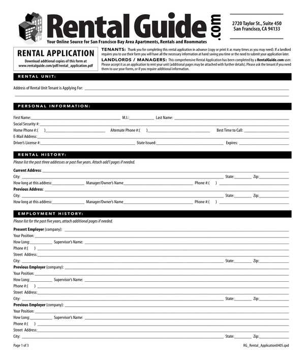 FREE 7 Apartment Rental Application Forms In PDF MS Word
