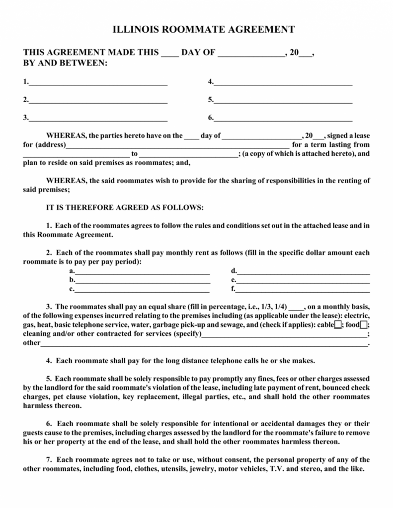 Free Free Illinois Roommate Room Rental Agreement Form Pdf Room Rental 