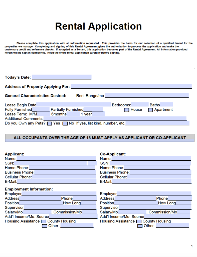 Free Hawaii Residential Rental Application Form PDF