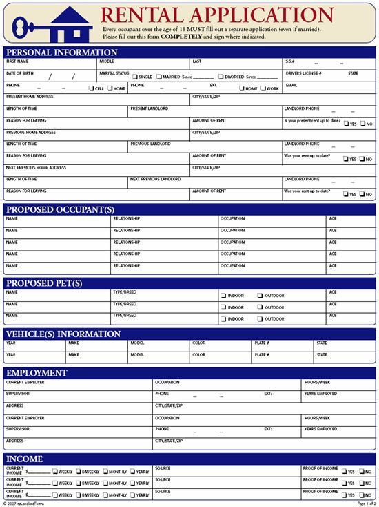 Free Rental Application Handwrite In Rental Property Management