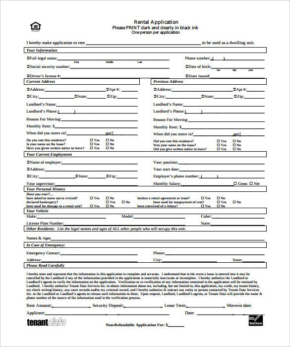 Rental Application 21 Free Word PDF Documents Download Free