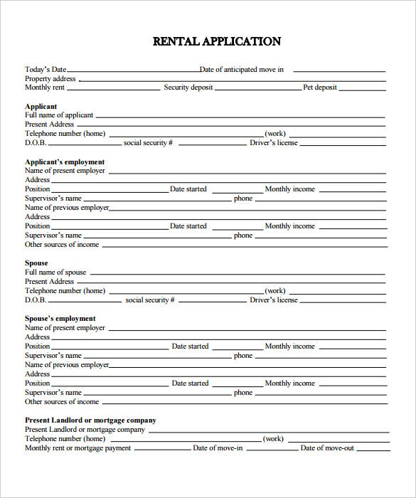 Rental Application 21 Free Word PDF Documents Download Free