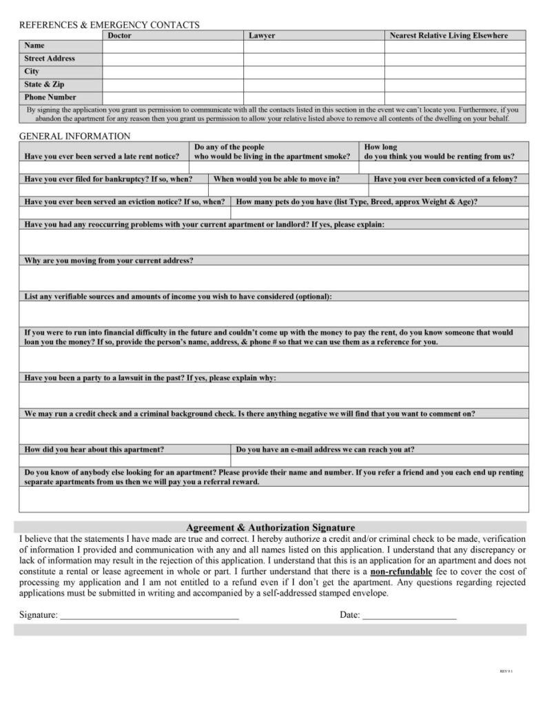 Rental Application Form