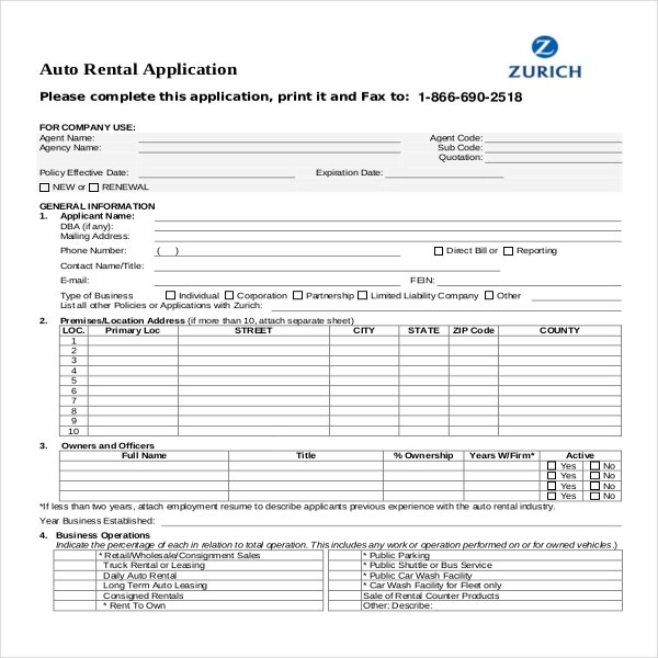Rental Application Template 12 Free Word PDF Documents Download