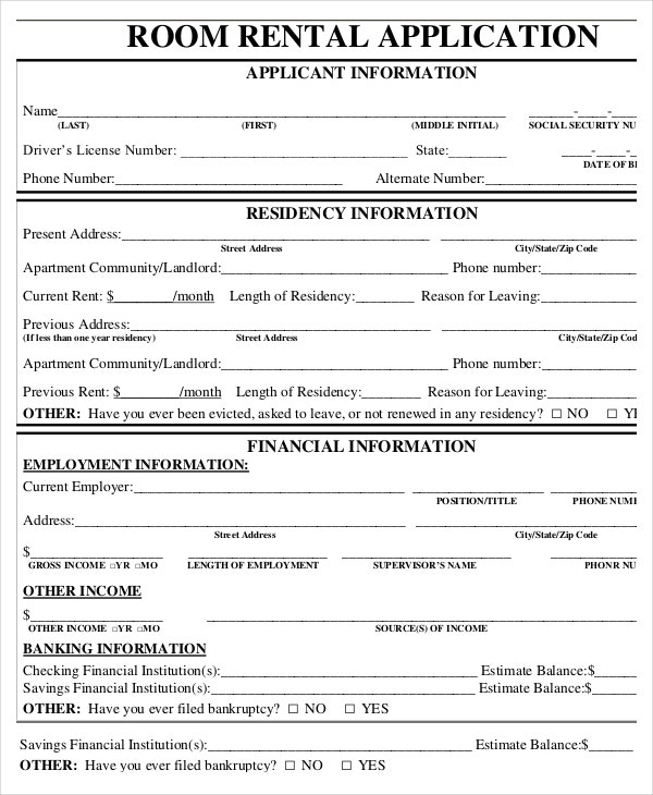 Rental Application Templates 10 Free Word PDF Documents Download