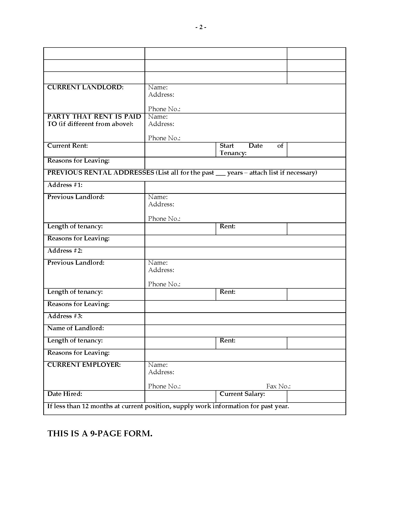 House Rental Application Form Saskatchewan 2022