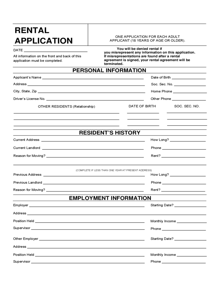 Wisconsin Rental Application Form Free Download