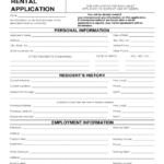 1 Page Rental Application Form