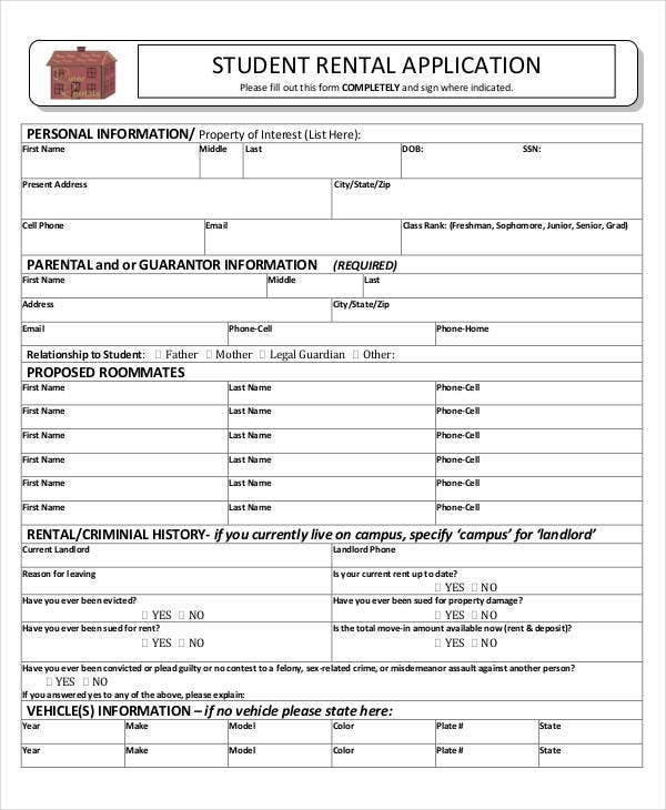 21 Printable Rental Application Templates Free Premium Templates