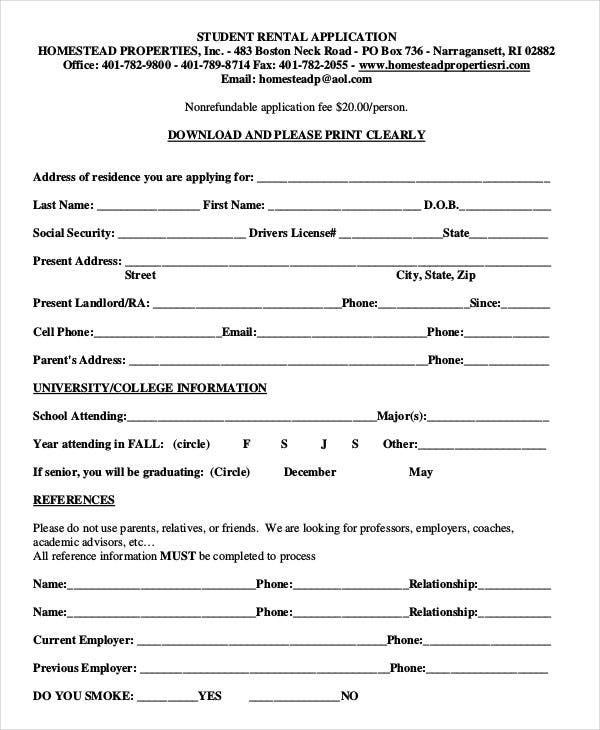 21 Printable Rental Application Templates Free Premium Templates