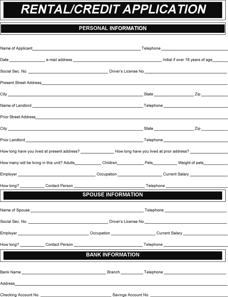 6 Rental Application Form Free Download