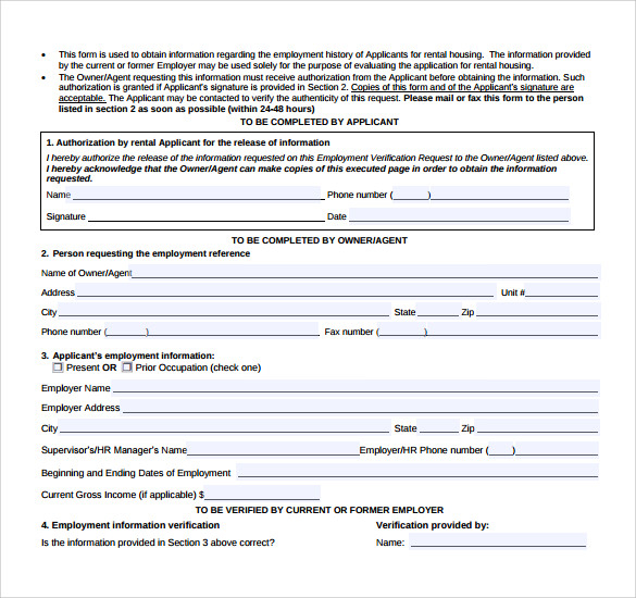 9 Rental Reference Form Templates To Download Sample Templates