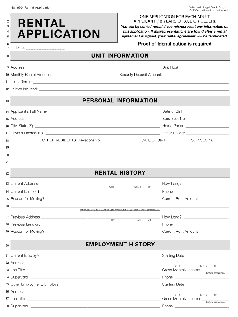 996 Rental Fill Online Printable Fillable Blank PdfFiller