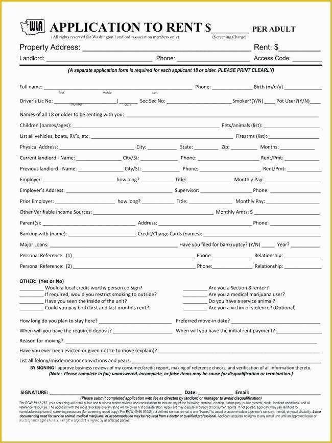 Apartment Rental Application Template Free Of Application For Rental 