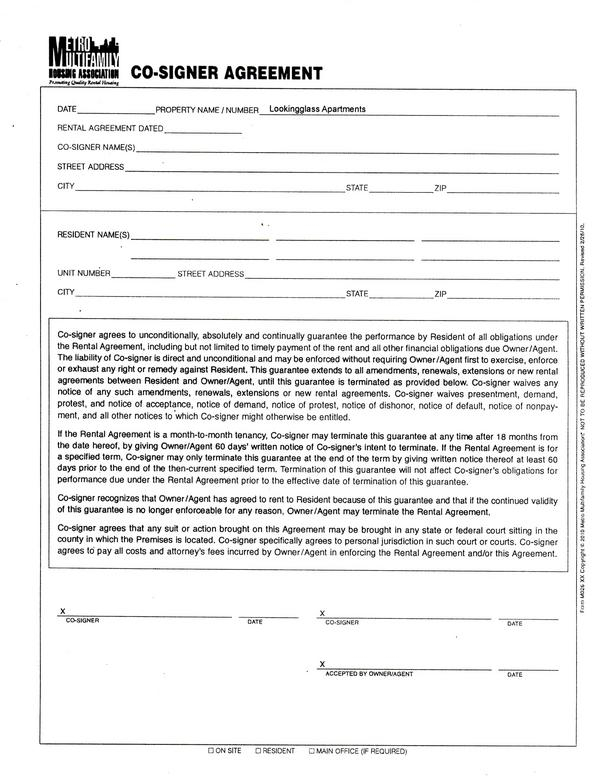 Application Form Rental Application Form With Cosigner