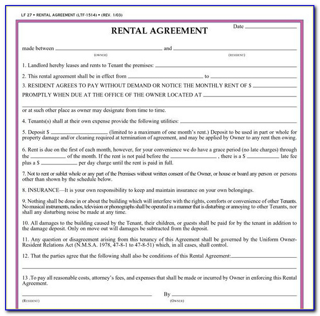 Basic Lease Agreement Template South Africa Template Walls