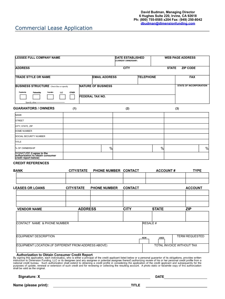 Commercial Rental Application Fill Out And Sign Printable PDF 