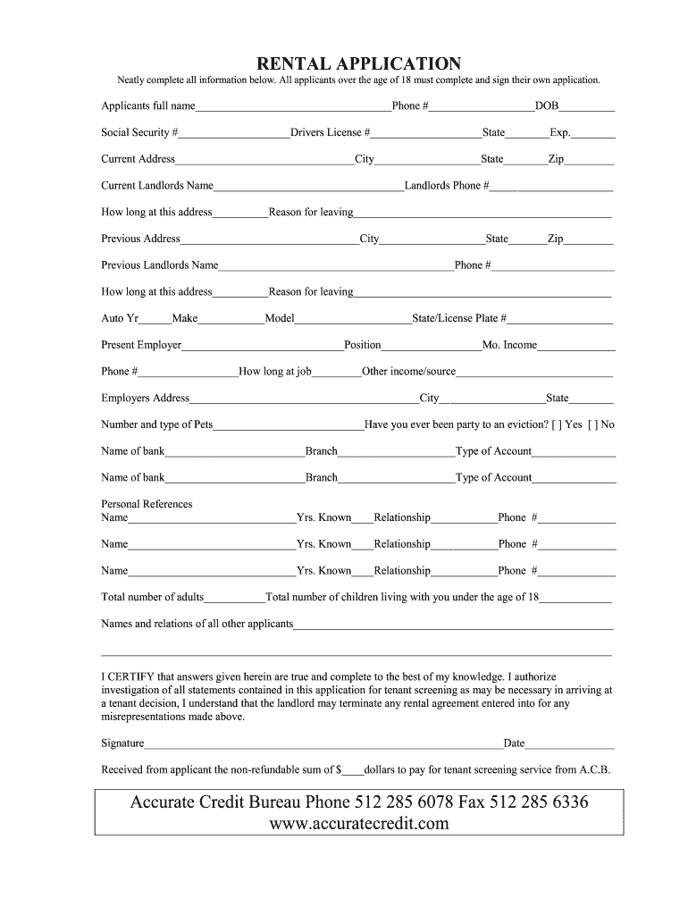 Credit Bureau Application Fill Online Printable Fillable Blank 