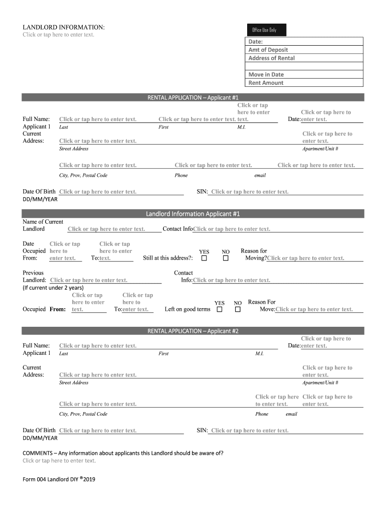 Tenant Rental Application Form Ontario 2022