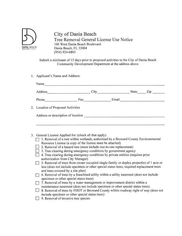 Fill Free Fillable Forms City Of Dania Beach