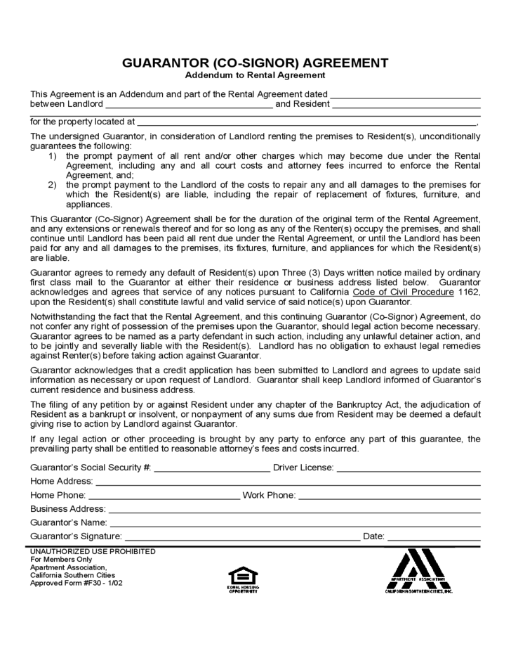 Guarantor Form Rental Application Ontario