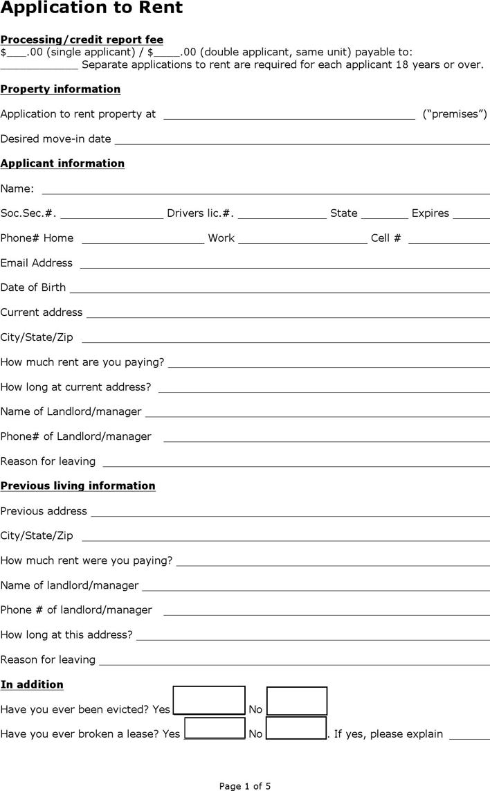 Kentucky Rental Application Form Download Free Printable Legal Rent And