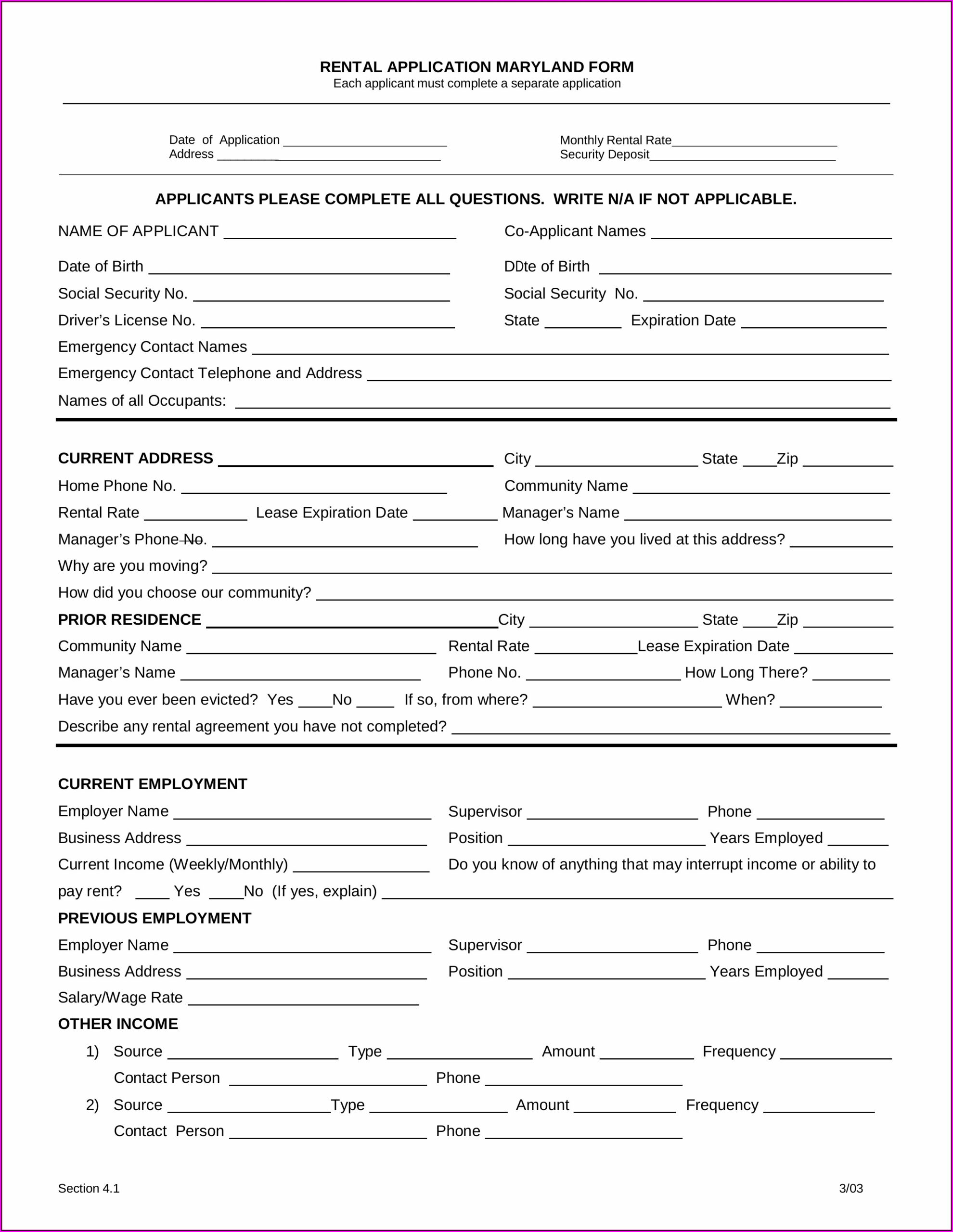 Montgomery County Md Rental Application Form 2024