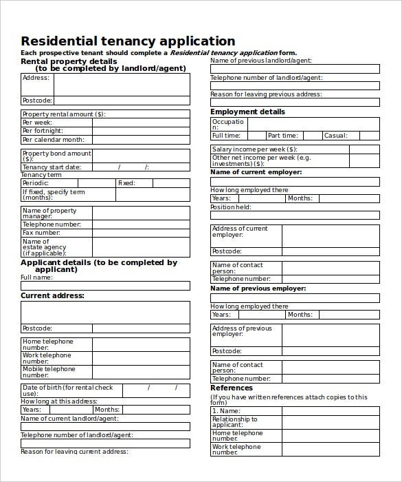Rental Application 21 Free Word PDF Documents Download Free