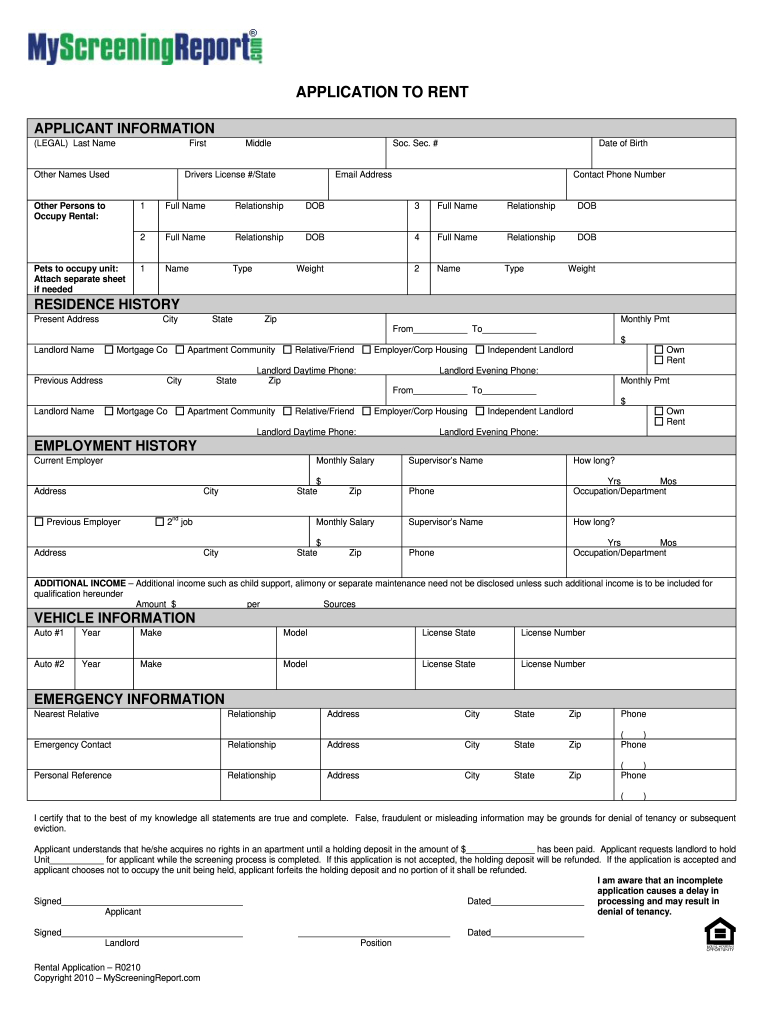 Sample Rental Application Fill Online Printable Fillable Blank 