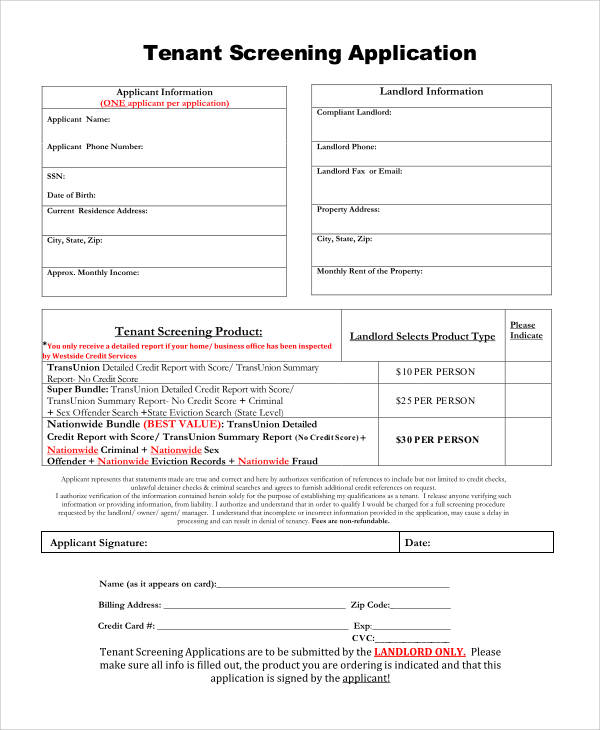 Tenant Credit Check Form Pdf