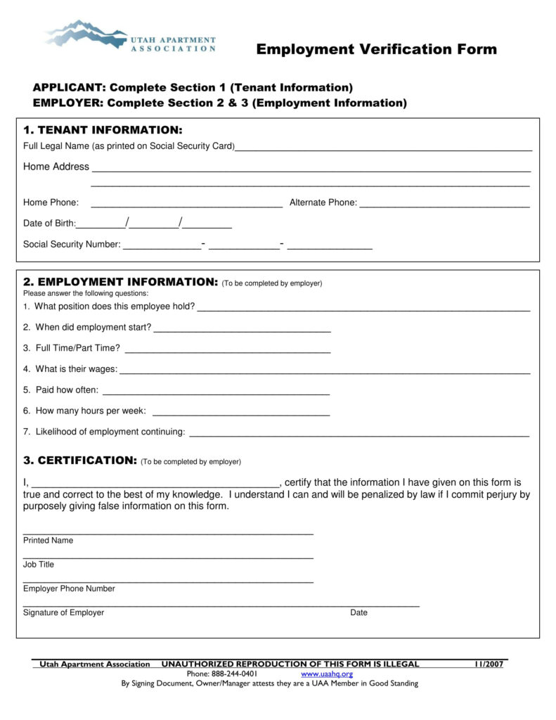 What Is A Tenant Employment Verification Form With Samples 